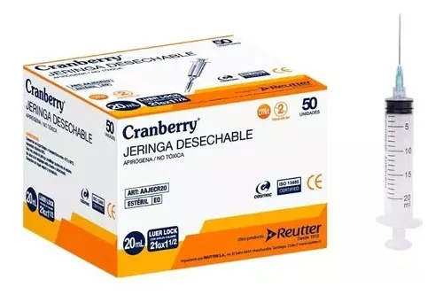 JERINGA DESECHABLE LUER LOCK 20ML 21G X 1 1/2 CAJA 50 UNID. CAPACIDAD EN VOLUMEN 20 ML - 1