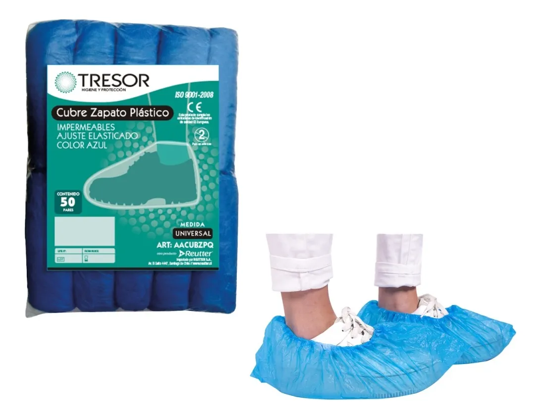 CUBRE ZAPATO TRESOR 100 UNIDADES ANTIDESLIZANTE IMPERMEABLE - 1