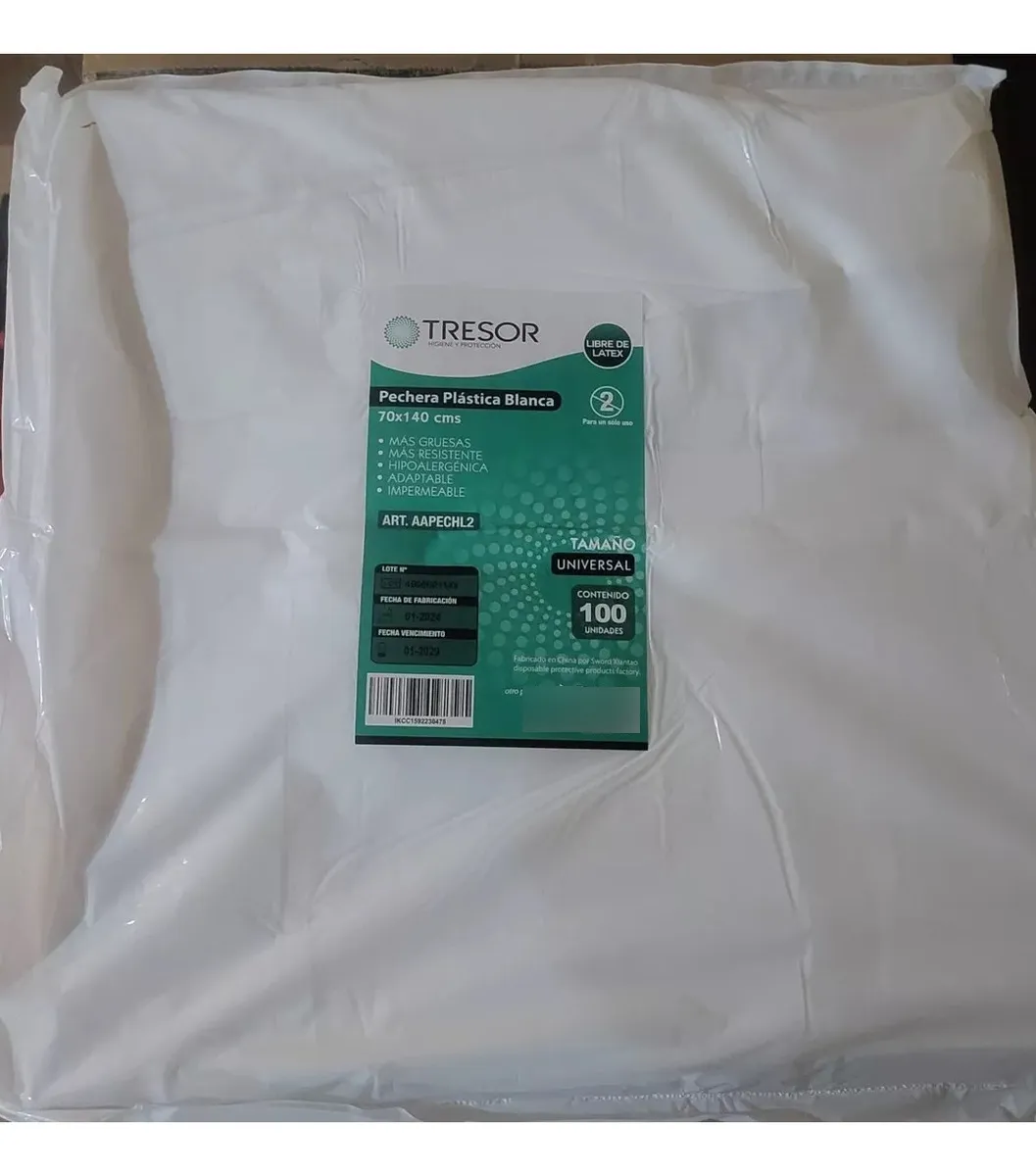 PECHERA DESECHABLE SIN MANGAS 70X140CM TRESOR 100 UNIDADES - 4