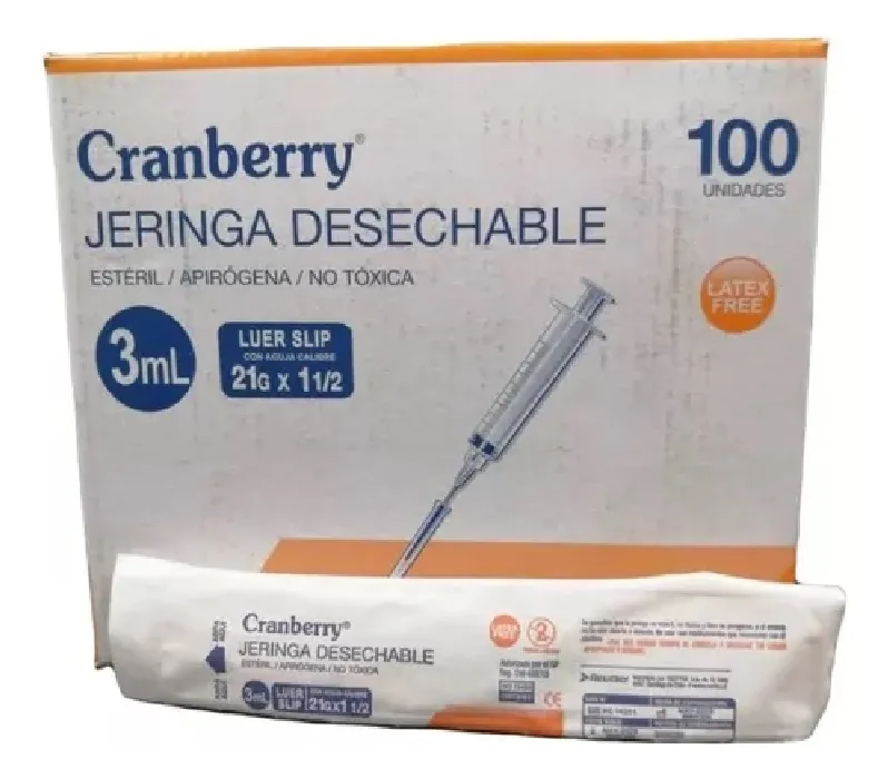 JERINGA CON AGUJA CALIBRE 3CC LUER SLIP 21G X 1 1/2 100UND CAPACIDAD EN VOLUMEN 3 CC - 2