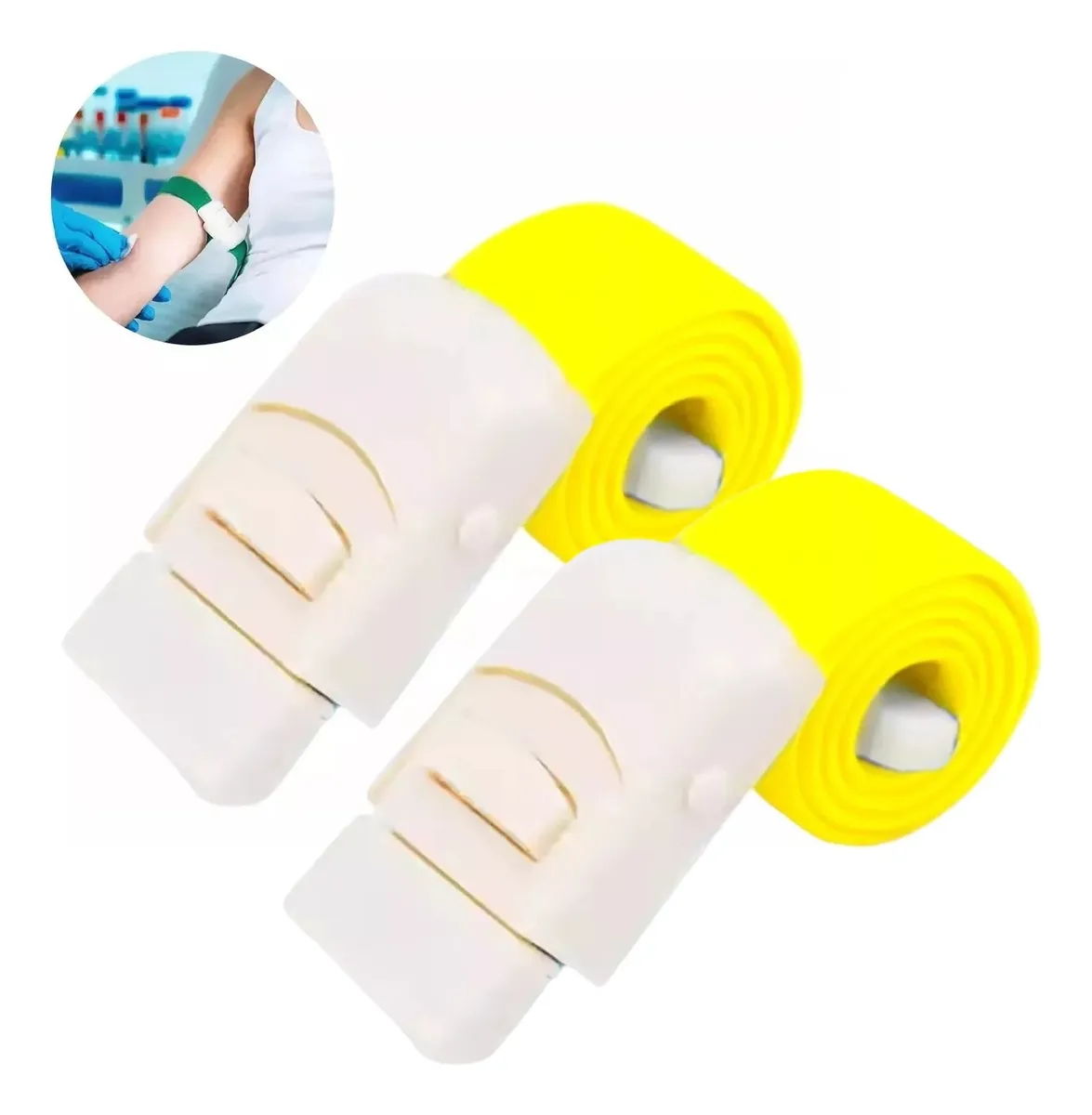 TORNIQUETE LIGADURA ELASTICO CON HEBILLA AMARILLO 2 UNIDADES - 1