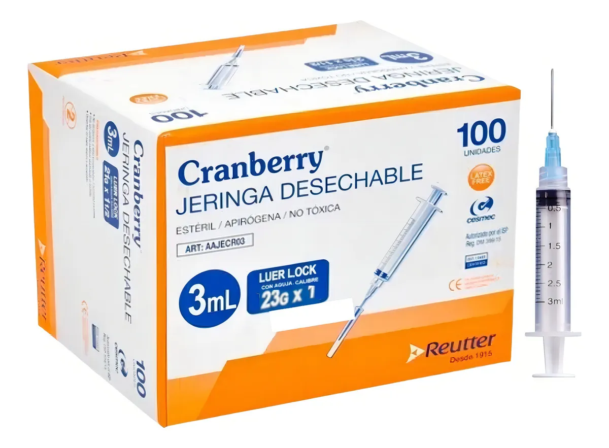 JERINGA DESECHABLE LUER LOCK 3 ML 23G X 1 CAJA 100 UNID - 1