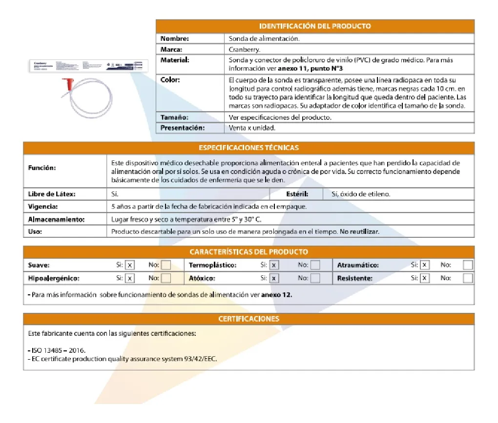 SONDA DE ALIMENTACIÓN (ELEGIR MEDIDA) CRANBERRY 10 UNIDADES - 4