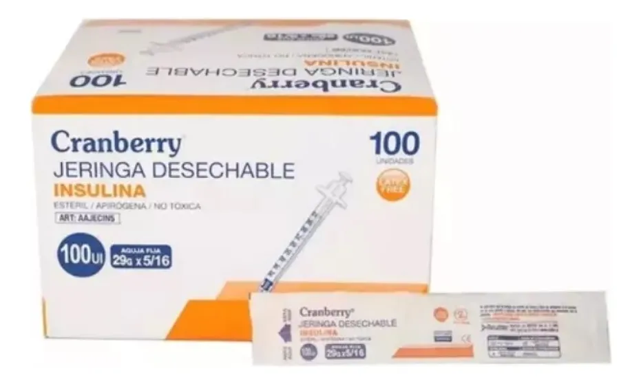 JERINGA INSULINA DESECHABLE CRANBERRY 29G X 5/16 CAJA X100 - 1