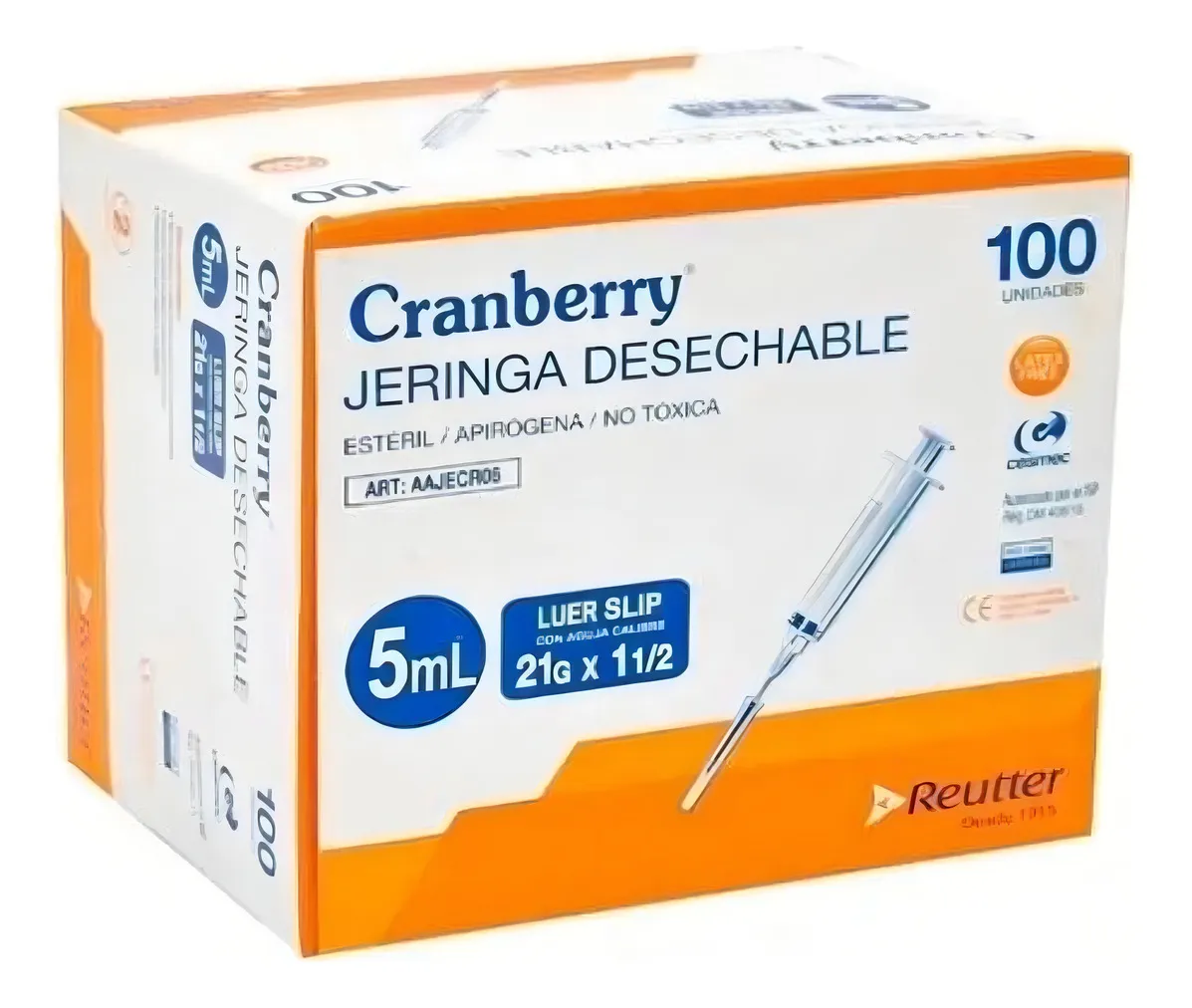 JERINGA DESECHABLE LUER SLIP 5CC 21G X 1 1/2 CAJA 100 UNID. - 1