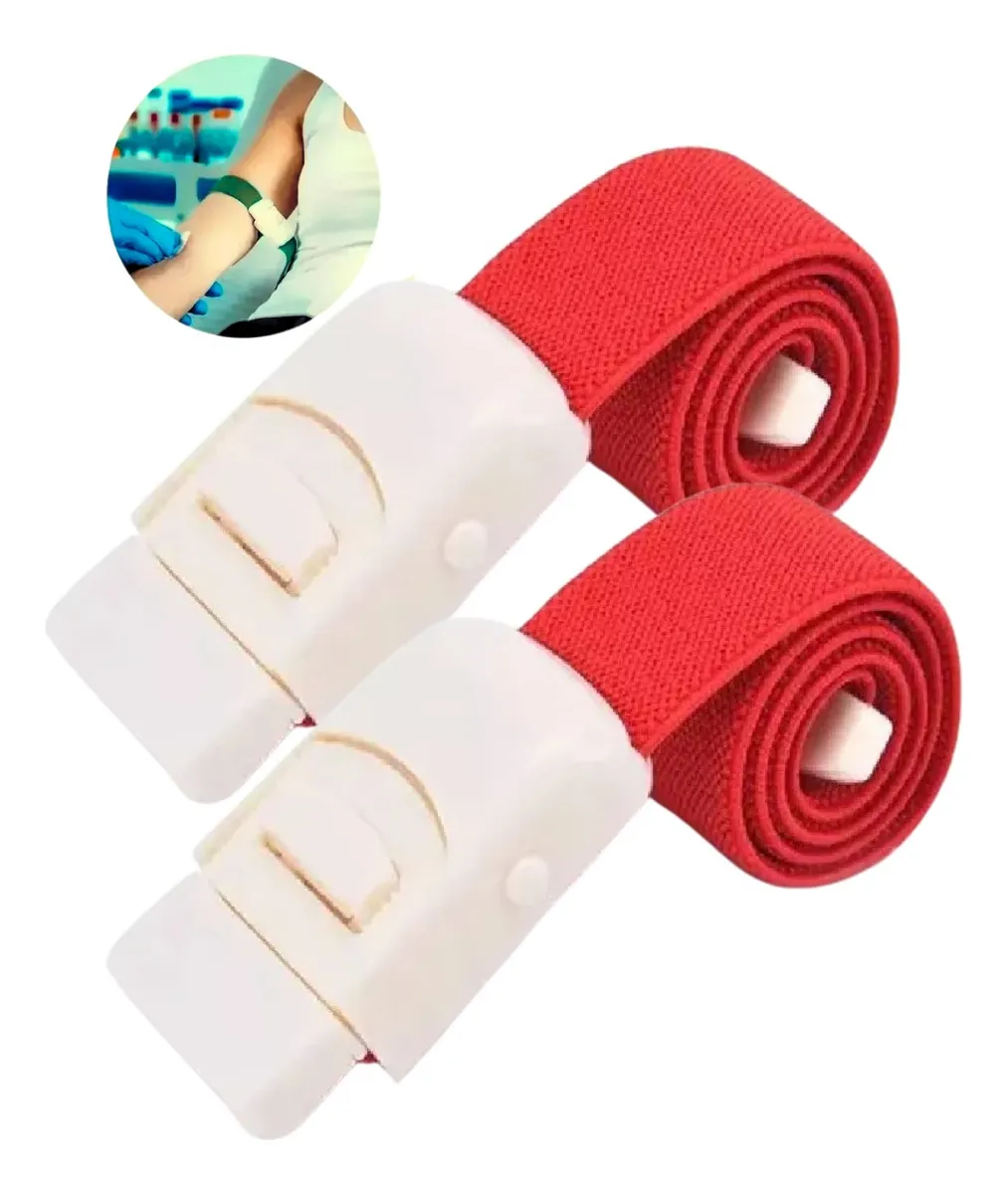 TORNIQUETE LIGADURA ELASTICO HEBILLA MEDICAS ROJO 6 UNIDADES - 2