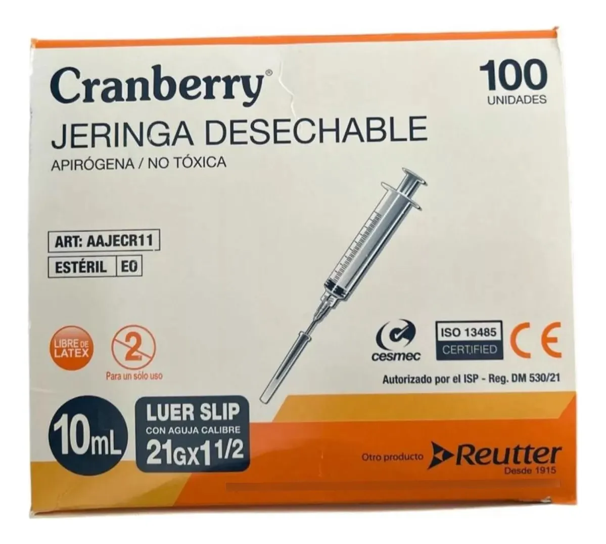 JERINGA DESECHABLE LUER SLIP 10CC 21G X 1 1/2 CAJA 100 UNID - 2