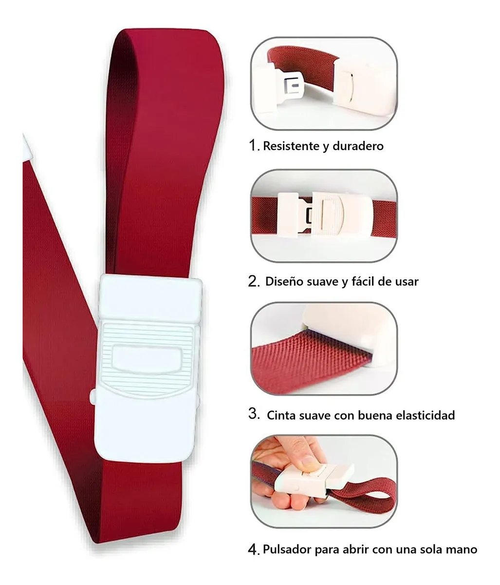 TORNIQUETE LIGADURA ELASTICO HEBILLA MUESTRAS MEDICAS ROJO - 3