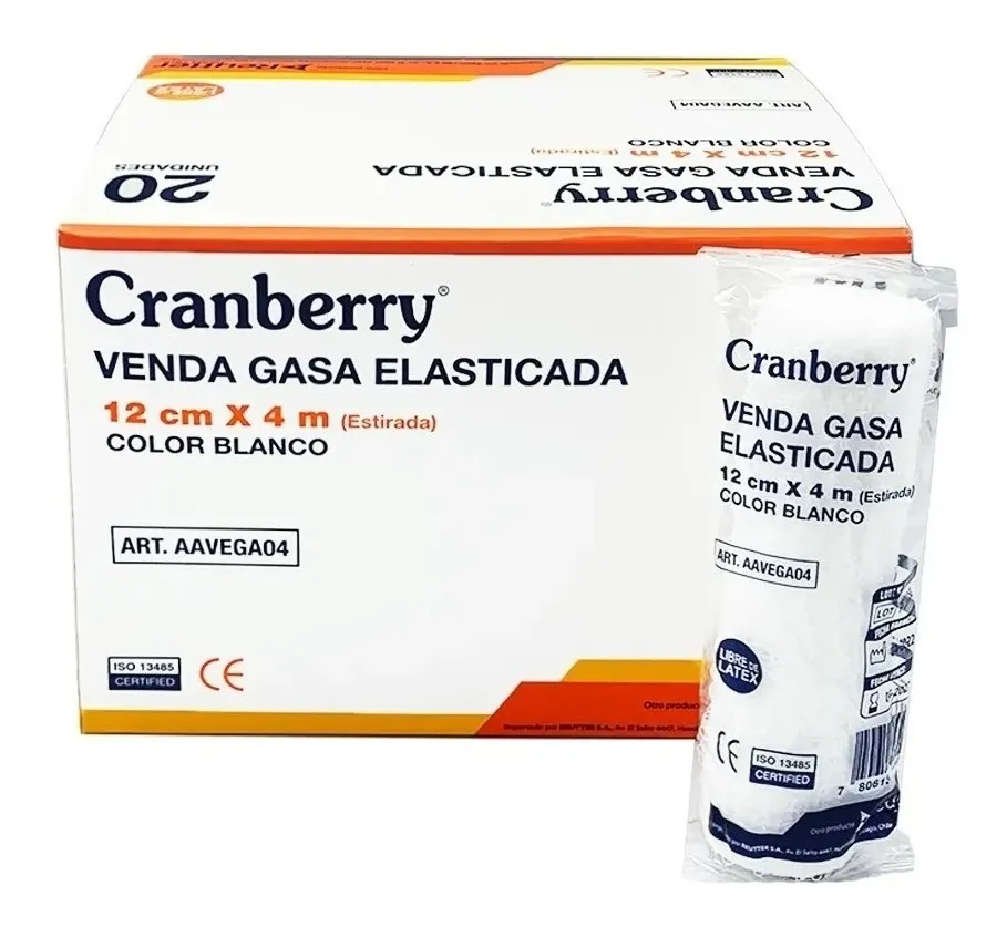 VENDA GASA ELASTICADA 12CM X 4M BLANCO CRANBERRY - 20 UNDS - 4