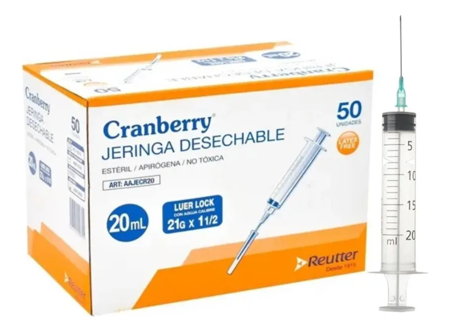JERINGA DESECHABLE 20CC 21G X 1 1/2 LUER LOCK CAJA 50 UNID - 4