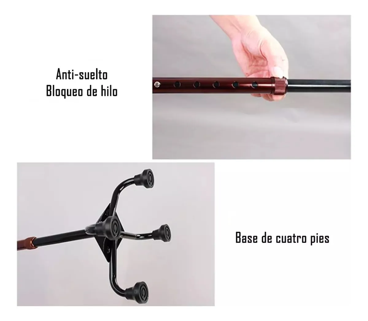 BASTON 4 PATAS CUADRUPLE ORTOPEDICO ALTURA REGULABLE BRONCE - 5