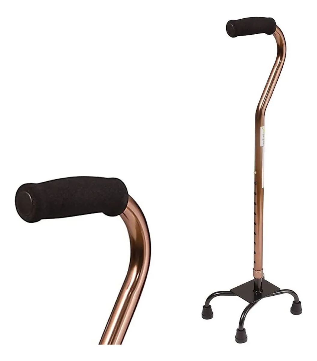 BASTON 4 PATAS CUADRUPLE ORTOPEDICO ALTURA REGULABLE BRONCE - 1