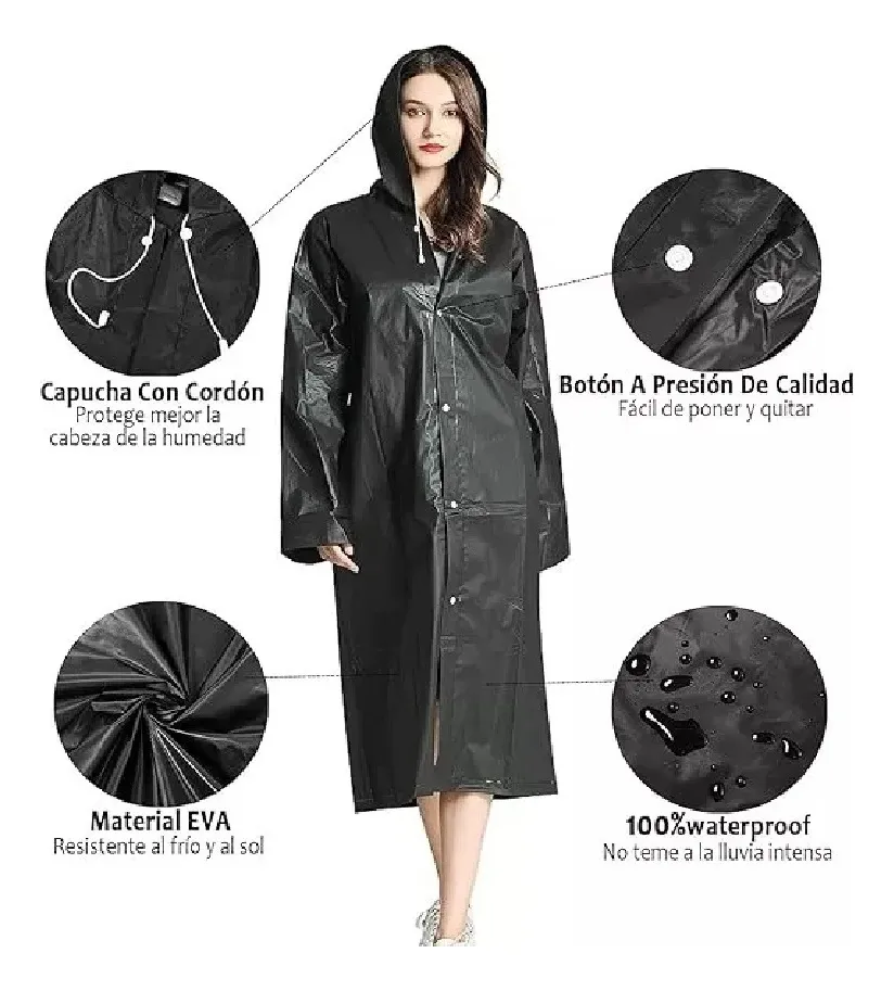 CAPA PONCHO IMPERMEABLE LLUVIA VIENTO UNISEX ADULTO UNIDAD - 4