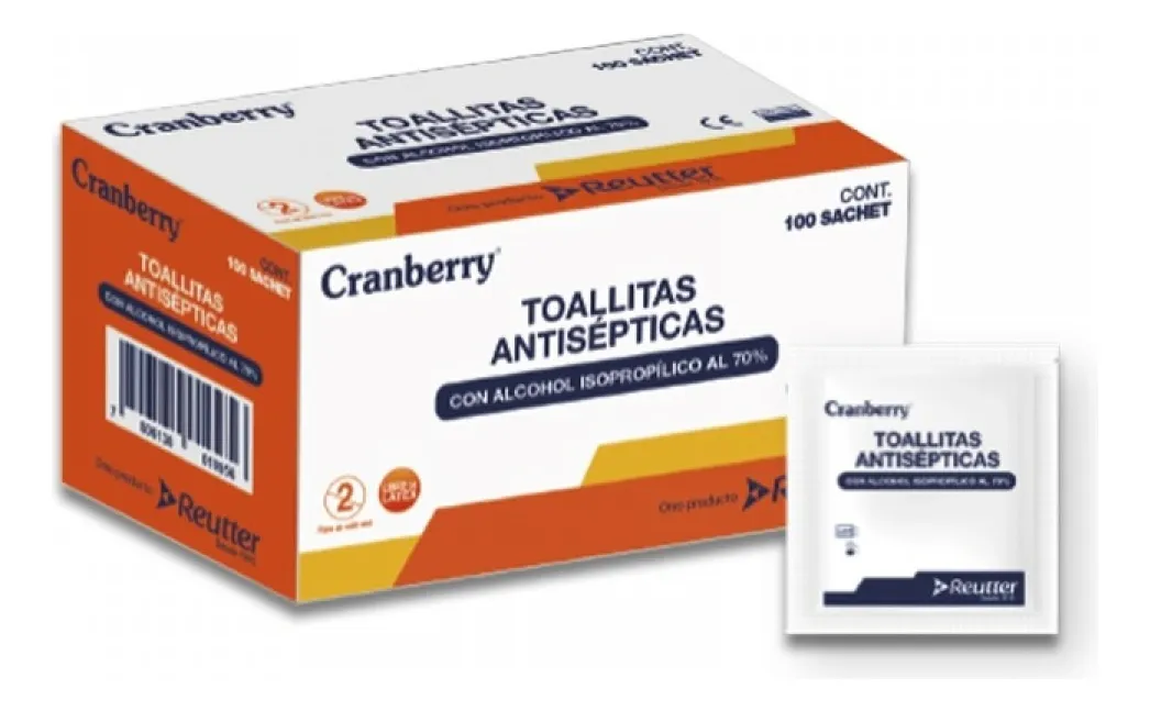 TOALLITAS DESINFECTANTES CON ALCOHOL ISOPROPÍLICO 70% 100UNI - 1
