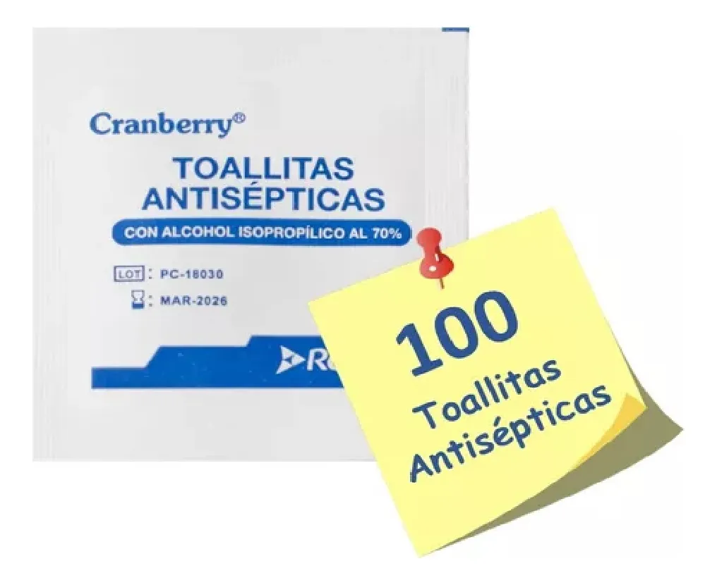 TOALLITAS DESINFECTANTES CON ALCOHOL ISOPROPÍLICO 70% 100UNI - 2