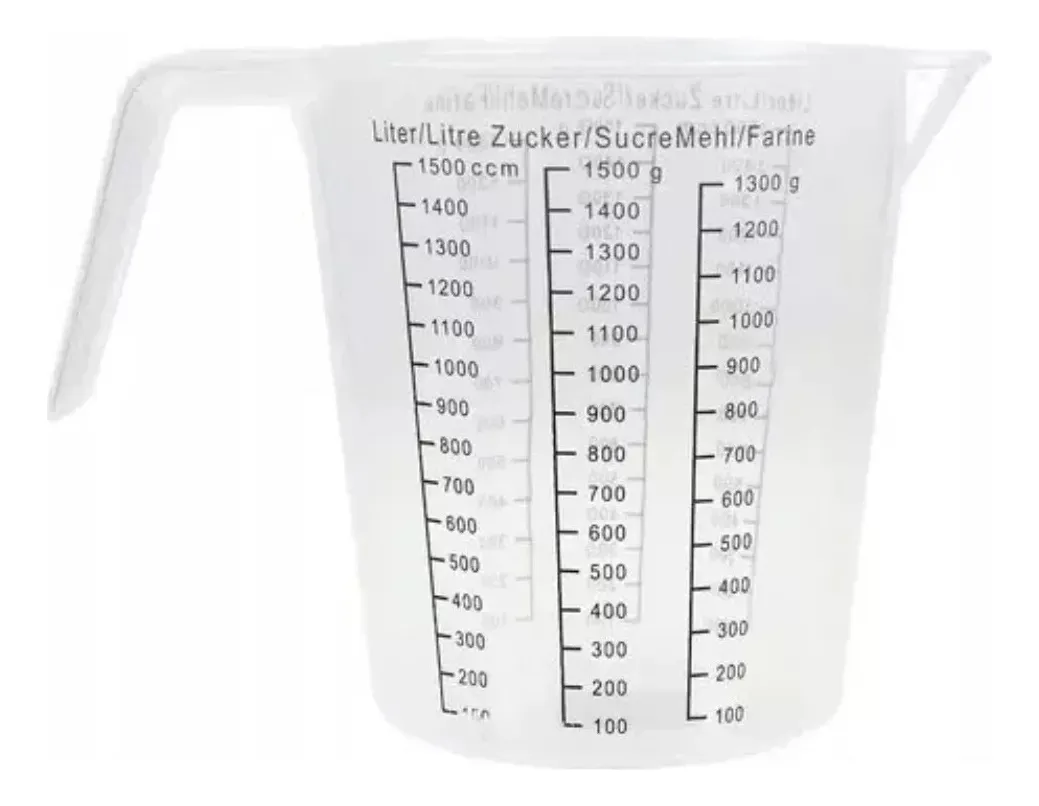 JARRA MEDIDORA 1.5 LITROS COCINA PASTELERÍA PLASTICA - 1