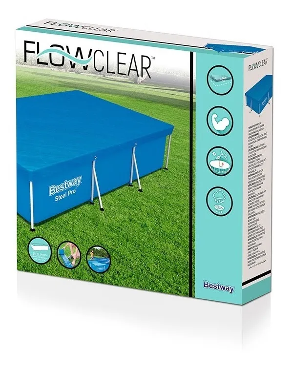 CUBRE PILETA COBERTOR RECTANGULAR BESTWAY 58106 300X201CM AZUL - 4