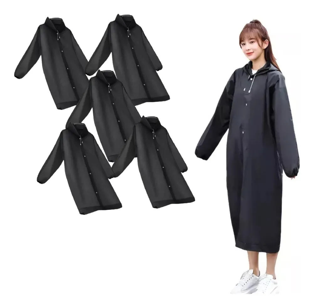 PACK X 5 PONCHO IMPERMEABLE LLUVIA UNISEX ADULTO NEGRO - 1