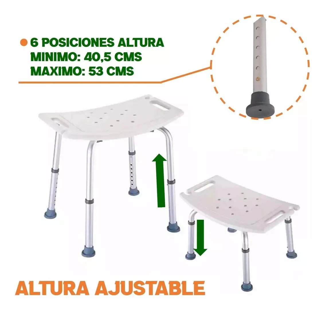 SILLA ASIENTO DUCHA SEGURIDAD PISO BAÑO REGULABLE TAUMM - 2