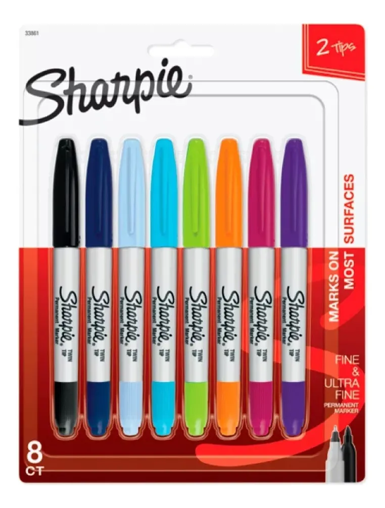 MARCADORES SHARPIE 8 COLORES DOBLE PUNTA FINA Y ULTRA FINA - 2