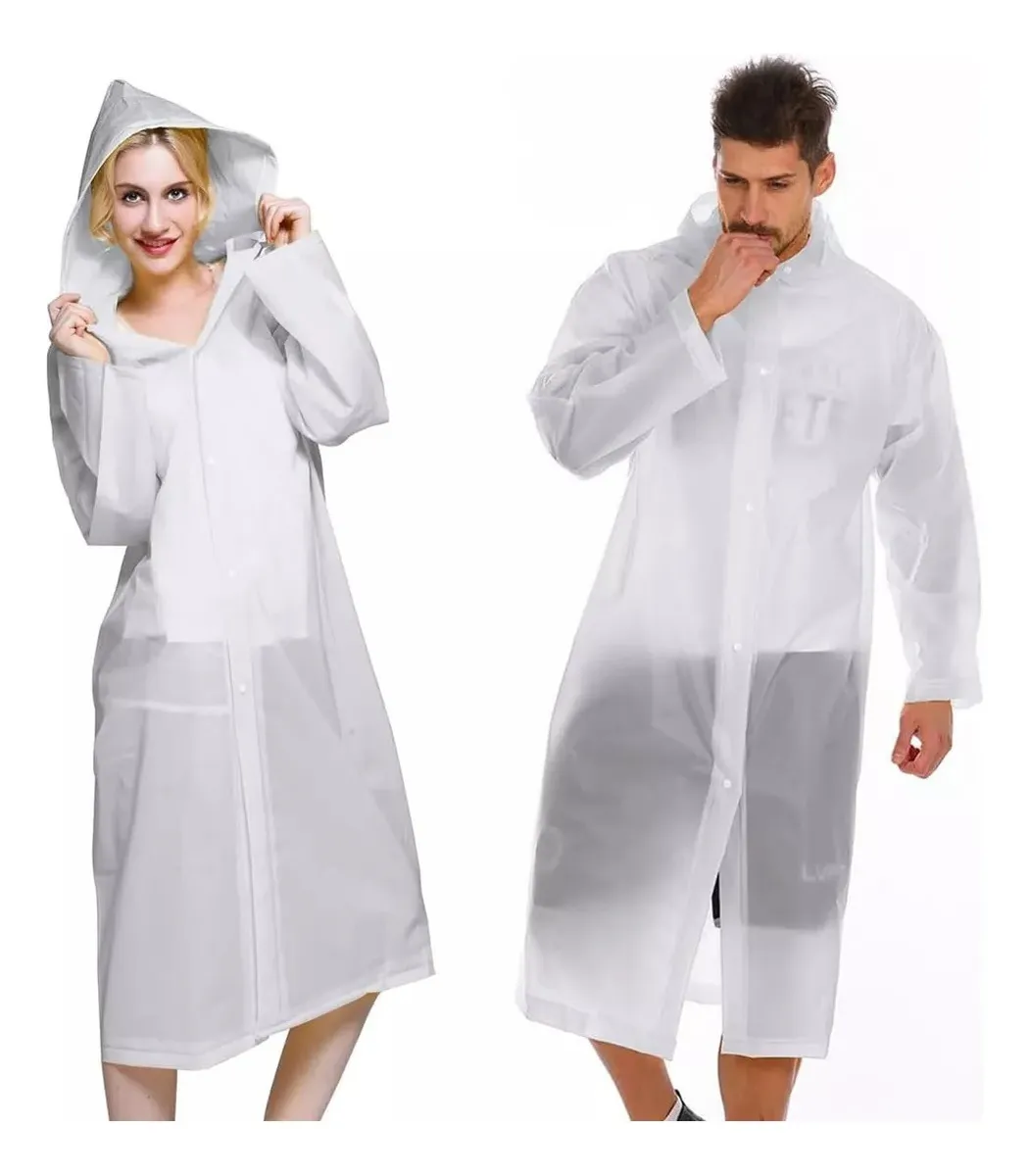 PACK X 10 PONCHO IMPERMEABLE LLUVIA UNISEX ADULTO BLANCO - 2