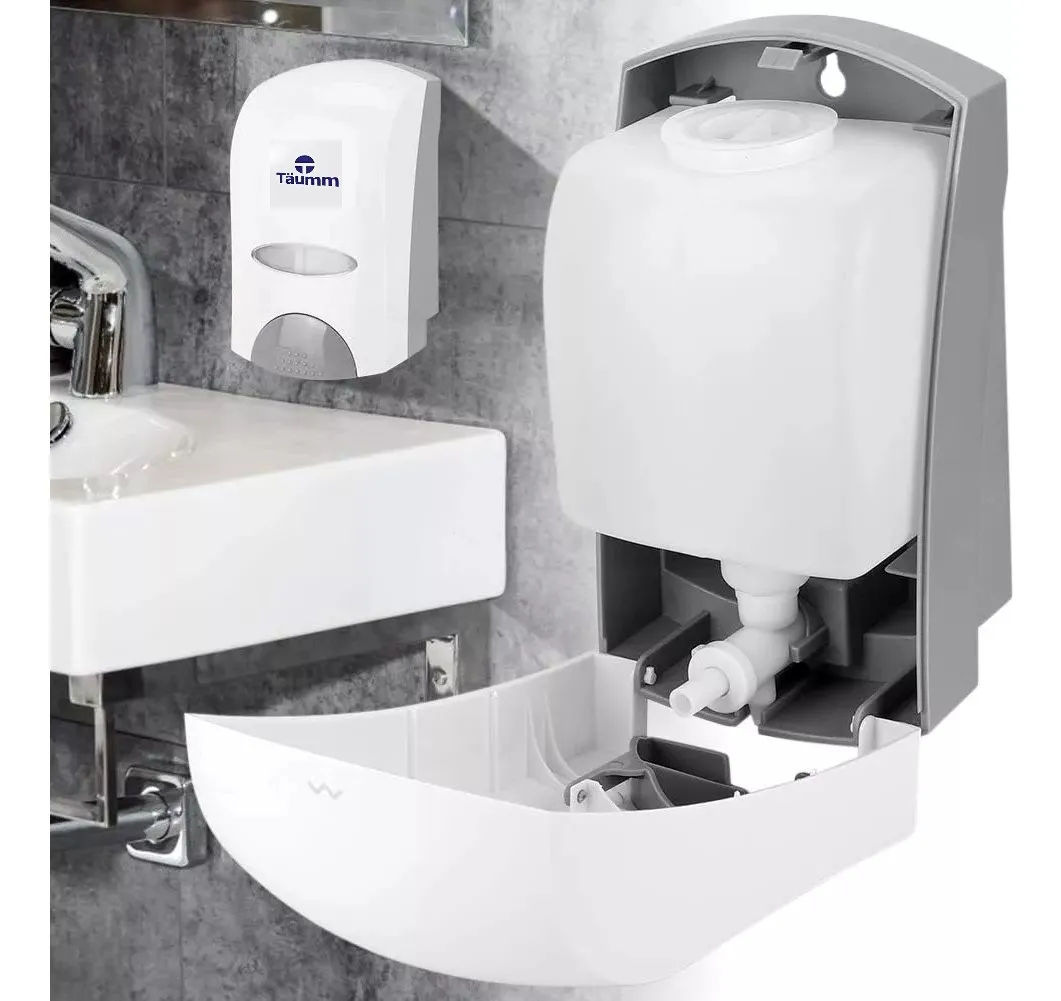 DISPENSADOR JABON LIQUIDO AL MURO 500ML BLANCO TAUMM - 2