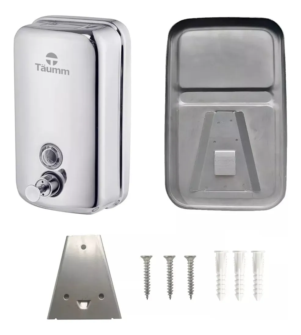 DISPENSADOR JABON MURO ACERO INOXIDABLE 800 ML CROMADO TAUMM - 3