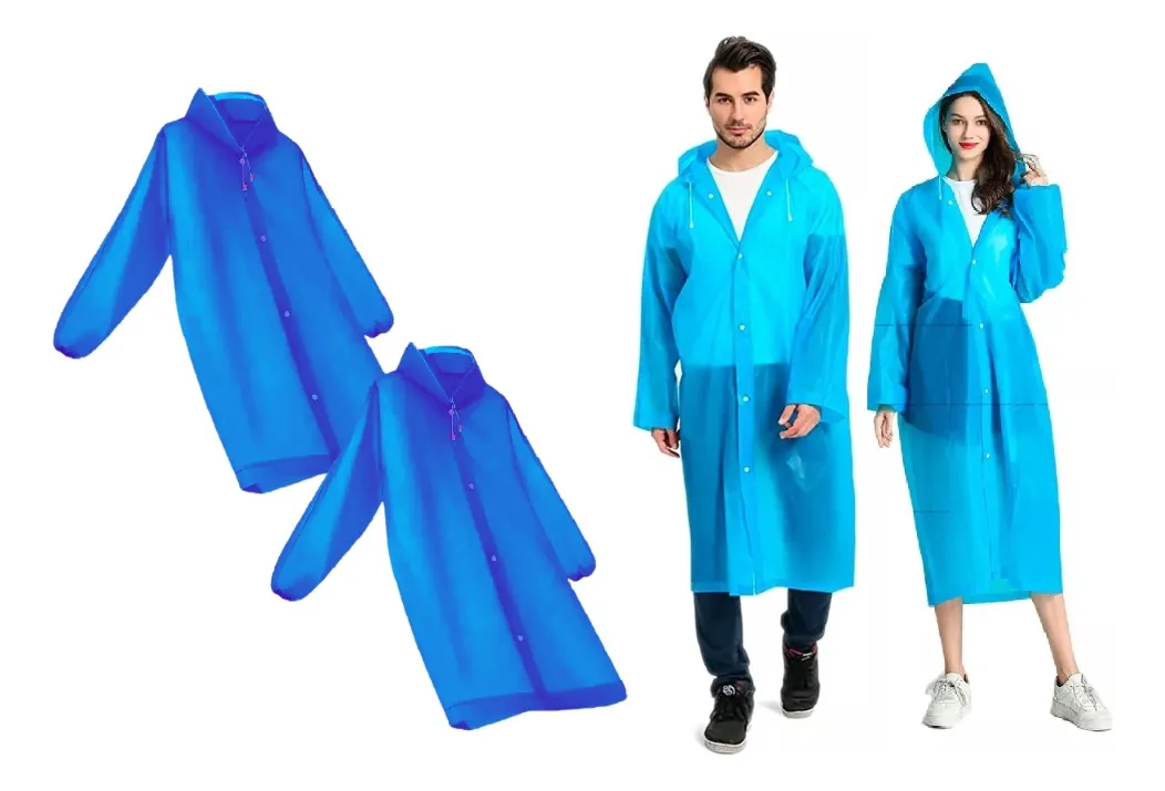 PACK X 2 PONCHO IMPERMEABLE LLUVIA UNISEX ADULTO AZUL - 1