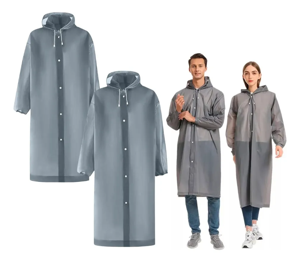 PACK X 2 PONCHO IMPERMEABLE LLUVIA VIENTO UNISEX ADULTO GRIS - 1