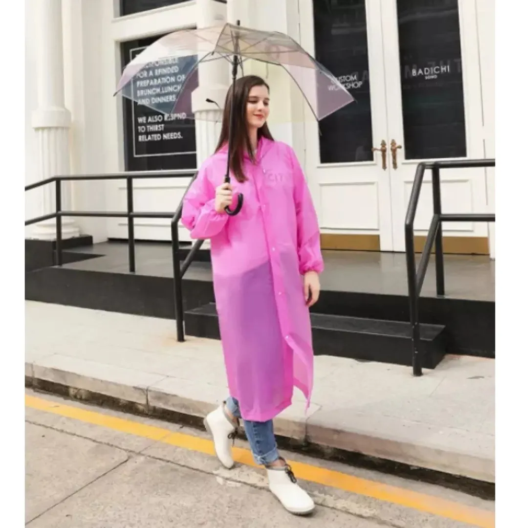 PACK X2 PONCHO IMPERMEABLE LLUVIA UNISEX ADULTO ROSADO - 4