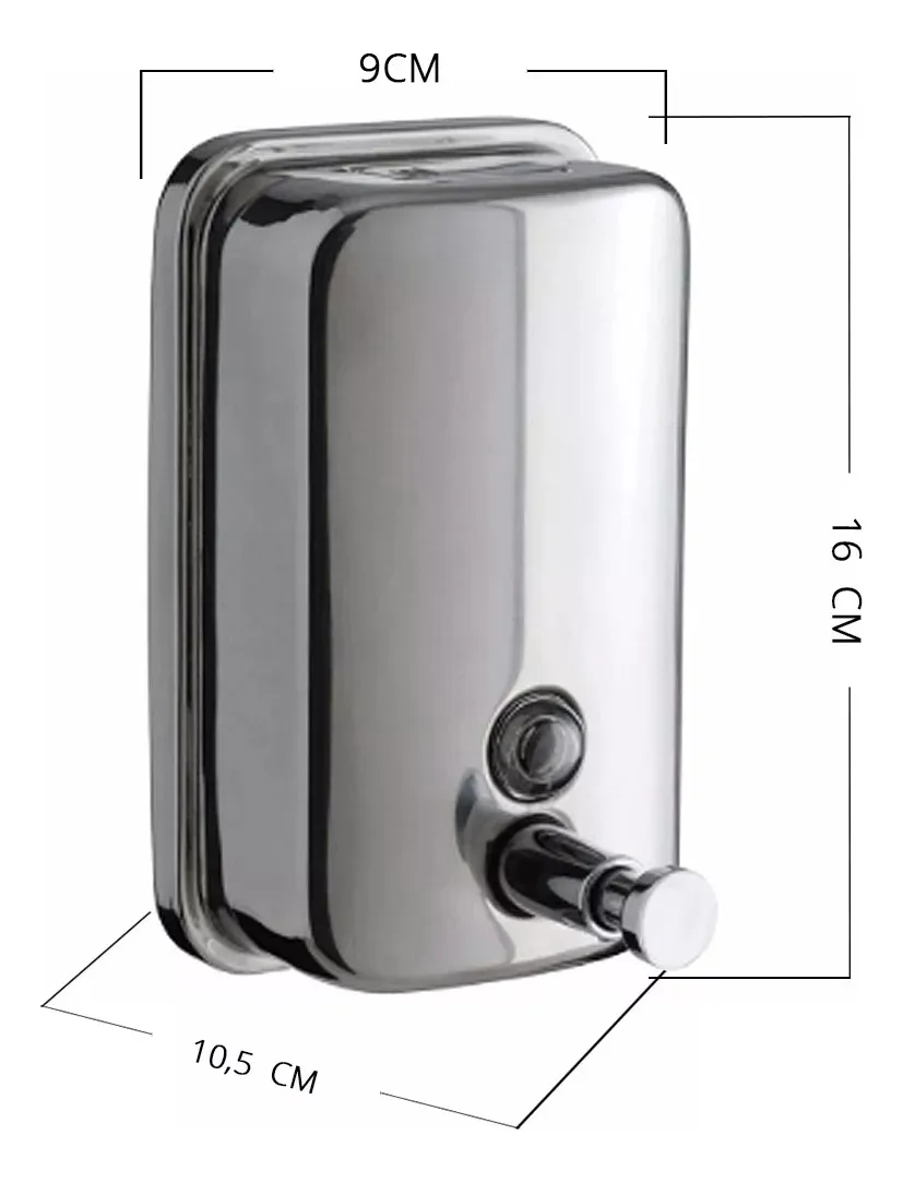 DISPENSADOR JABÓN ACERO INOXIDABLE 500 ML. TAUMM COLOR PLATEADO - 2
