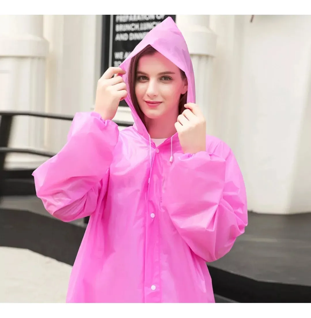 PACK X10 PONCHO IMPERMEABLE LLUVIA UNISEX ADULTO ROSADO - 2