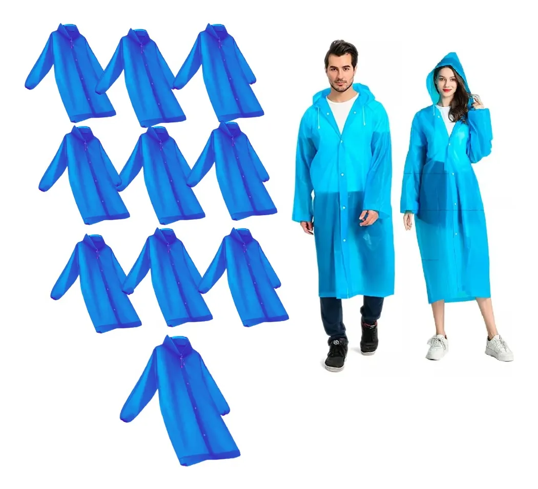 PACK X 10 PONCHO IMPERMEABLE LLUVIA UNISEX ADULTO AZUL - 1