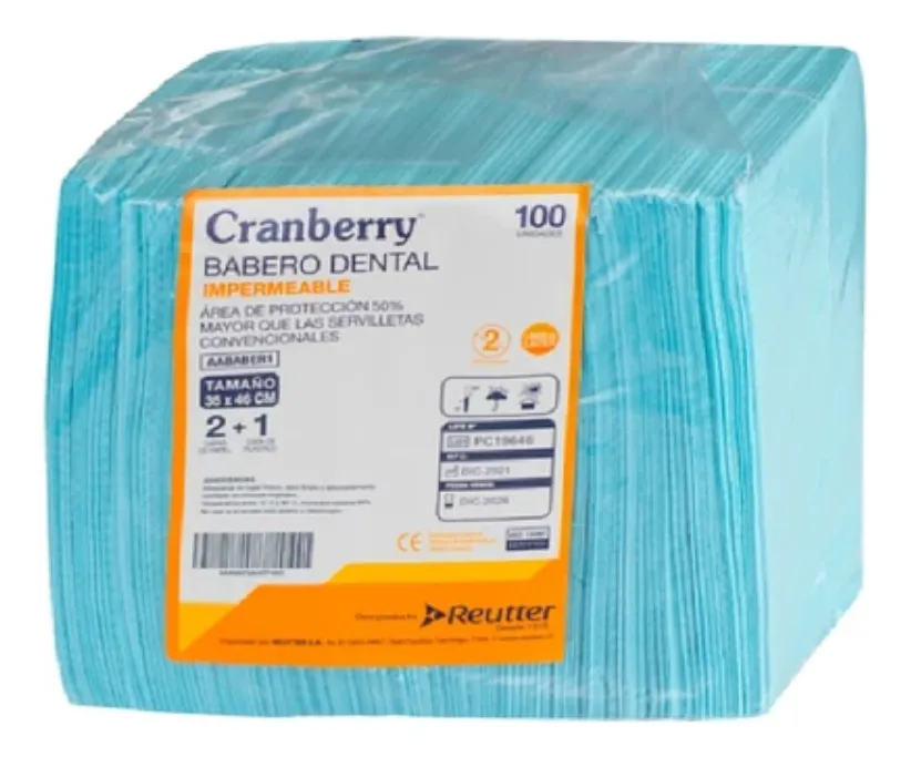 BABERO DENTAL IMPERMEABLE CRANBERRY CAMPO DE TRABAJO 100 UNI - 1