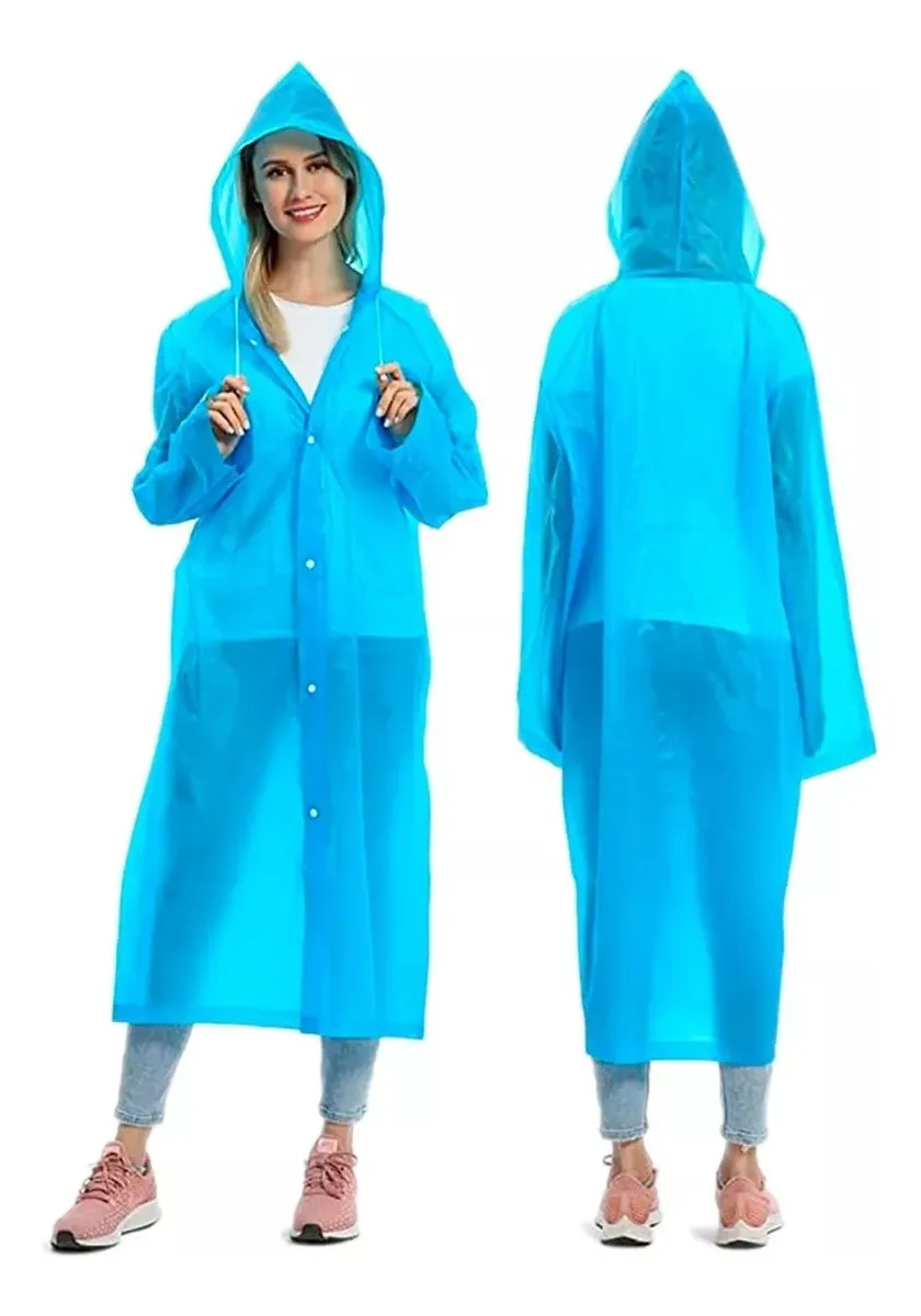 CAPA PONCHO IMPERMEABLE + CUBRE ZAPATOS UNISEX ADULTO AZUL - 2