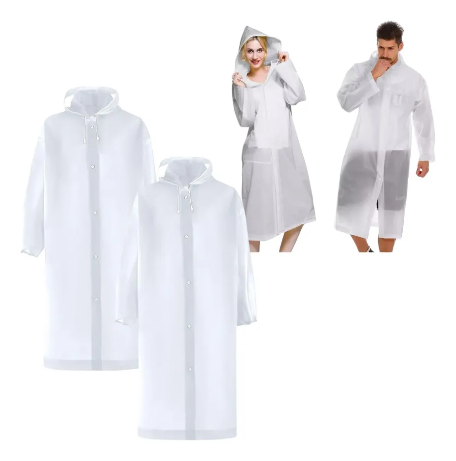 PACK X 2 PONCHO IMPERMEABLE LLUVIA UNISEX ADULTO BLANCO - 1