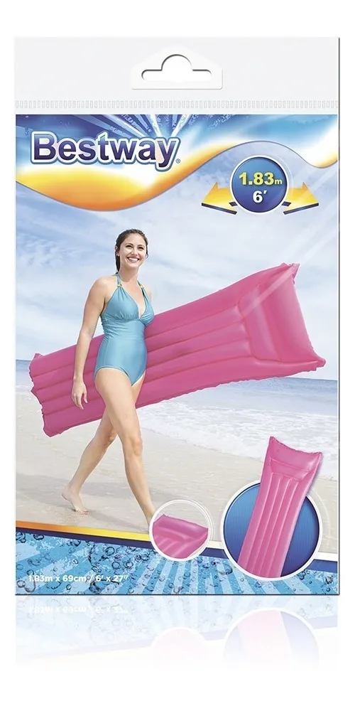 FLOTADOR INFLABLE CAMA PISCINA 183CM COLOR ROSA BESTWAY - 4