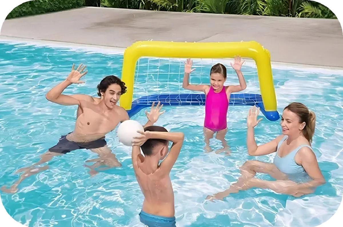ARCO FLOTADOR INFLABLE WATER POLO PISCINA + PELOTA 142X76 CM - 5