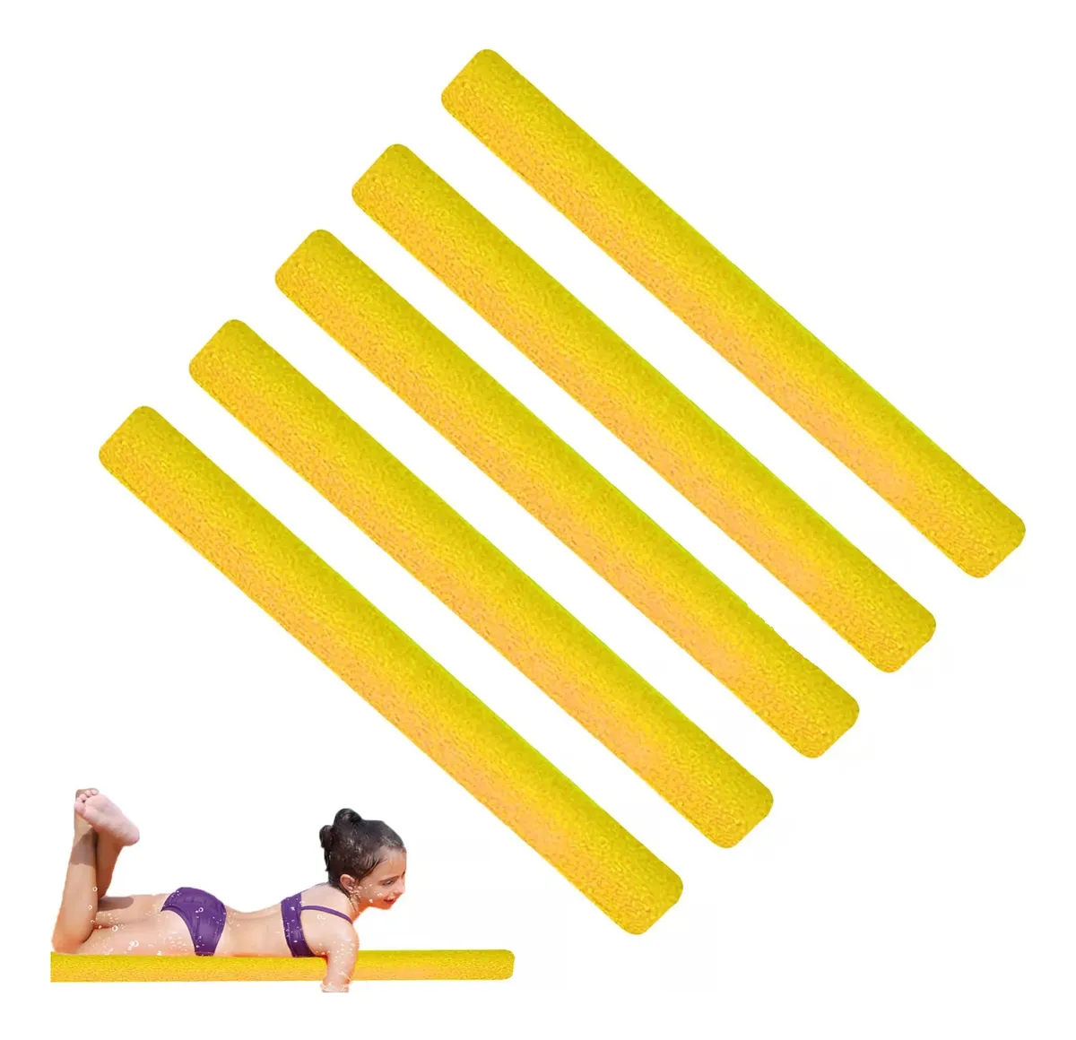 FIDEOS FLOTADORES DE ESPUMA PARA PISCINA PACK X 5 AMARILLOS - 1