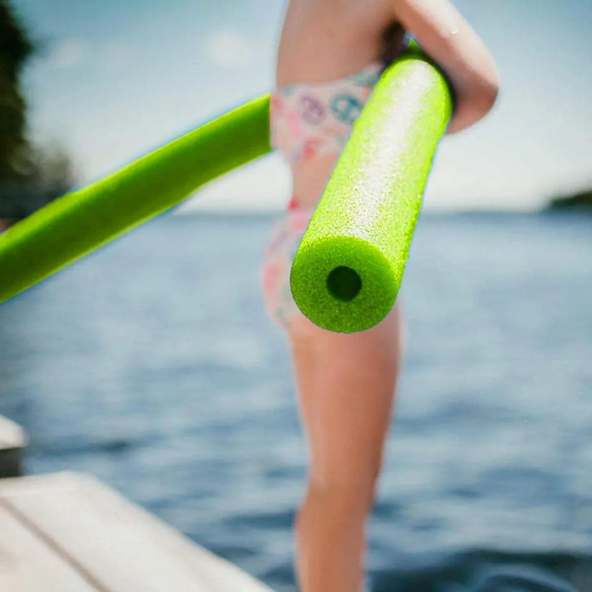 FIDEOS FLOTADORES DE ESPUMA PARA PISCINA PACK X 2 VERDES - 2