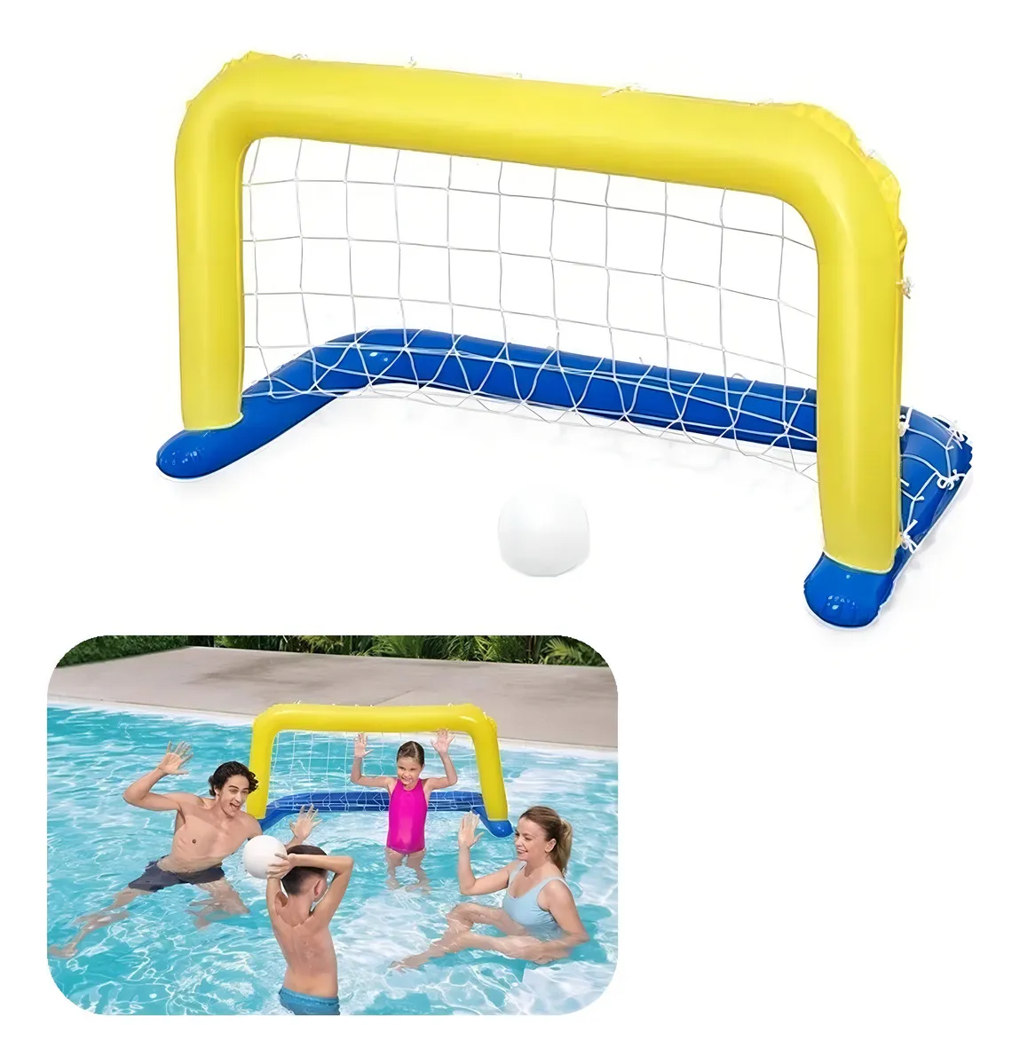 ARCO FLOTADOR INFLABLE WATER POLO PISCINA + PELOTA 142X76 CM - 1
