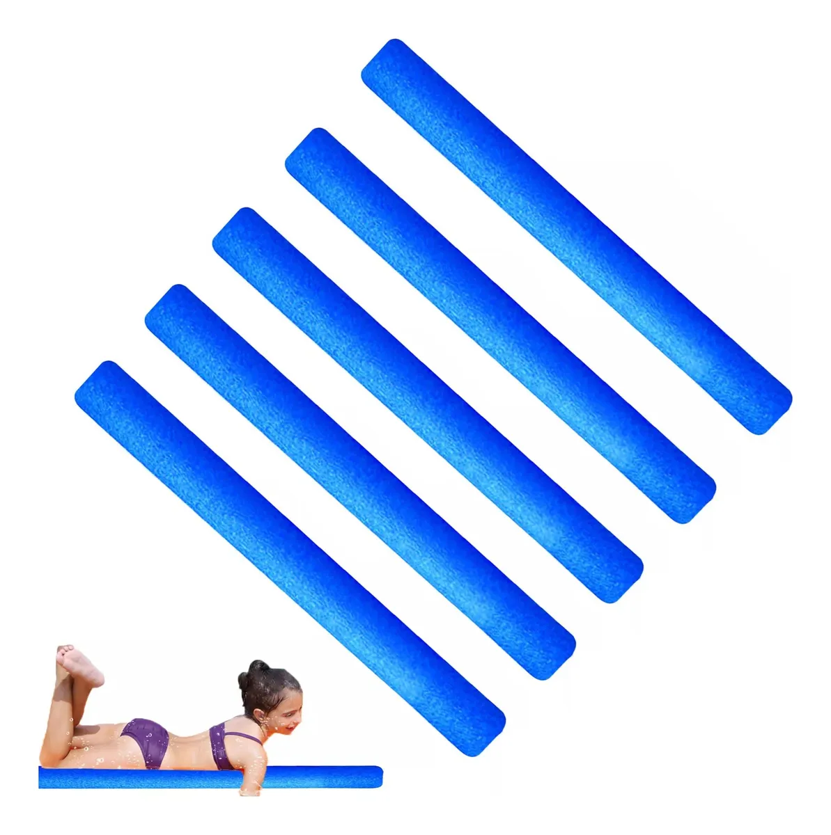 FIDEOS FLOTADORES DE ESPUMA TUBO PACK X 5 AZUL - 1