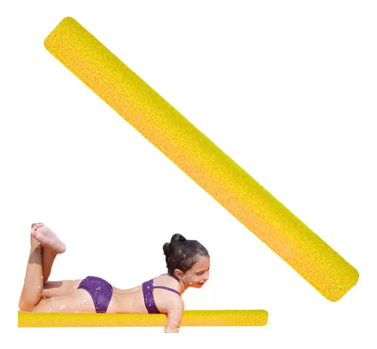 FIDEOS FLOTADORES DE ESPUMA TUBO IDEAL PARA PISCINA AMARILLO - 1