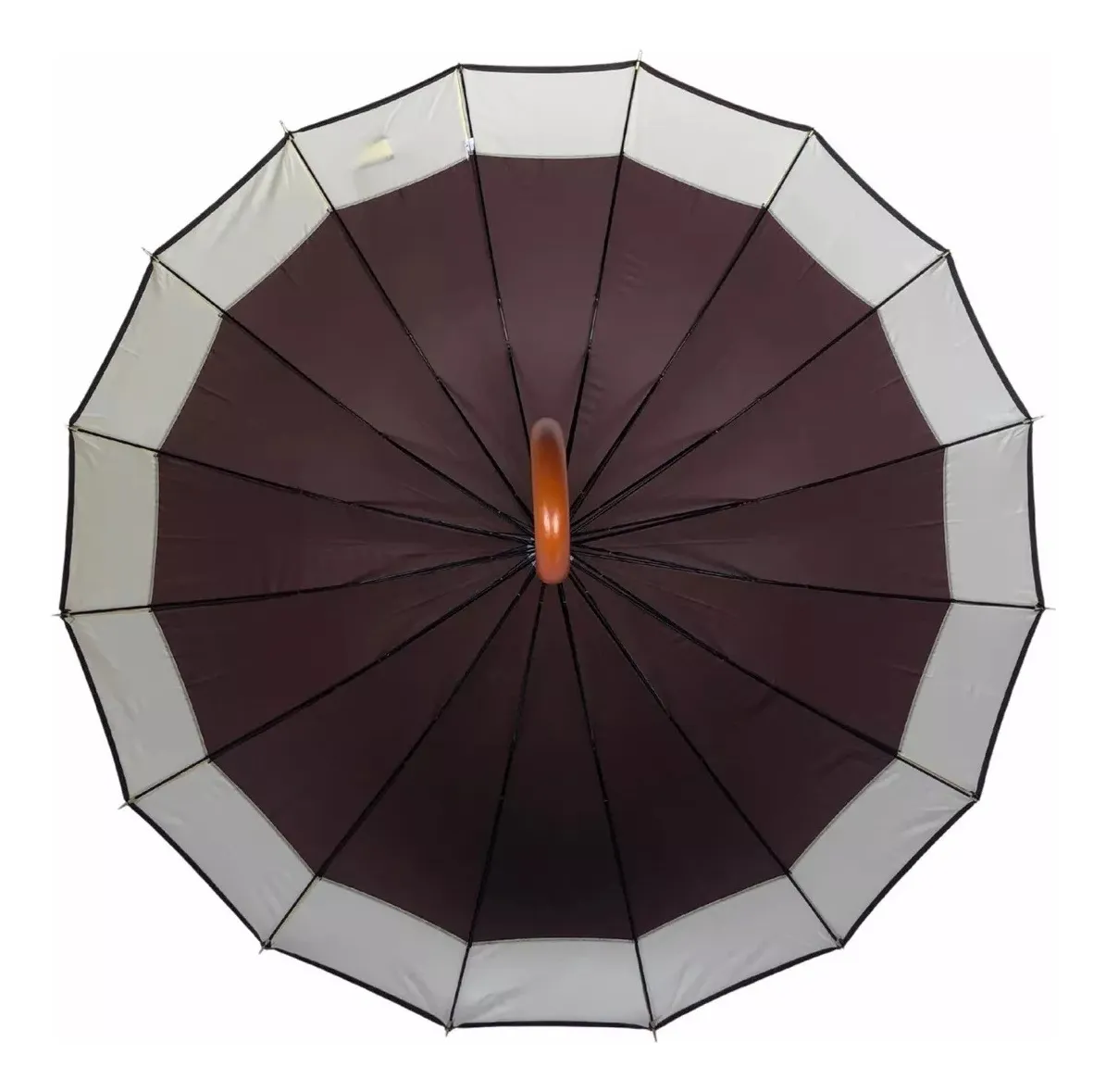 PARAGUAS AUTOMATICO IMPERMEABLE 130CM 16 VARILLAS MARRON - 2