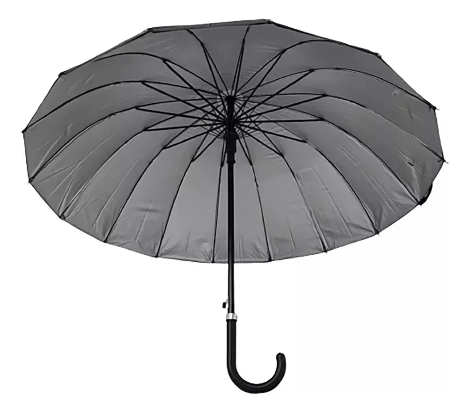 MARIN 14 VARILLAS PARAGUAS LLUVIA GRANDE EJECUTIVO CON PROTECCION UV COLOR NEGRO - 2