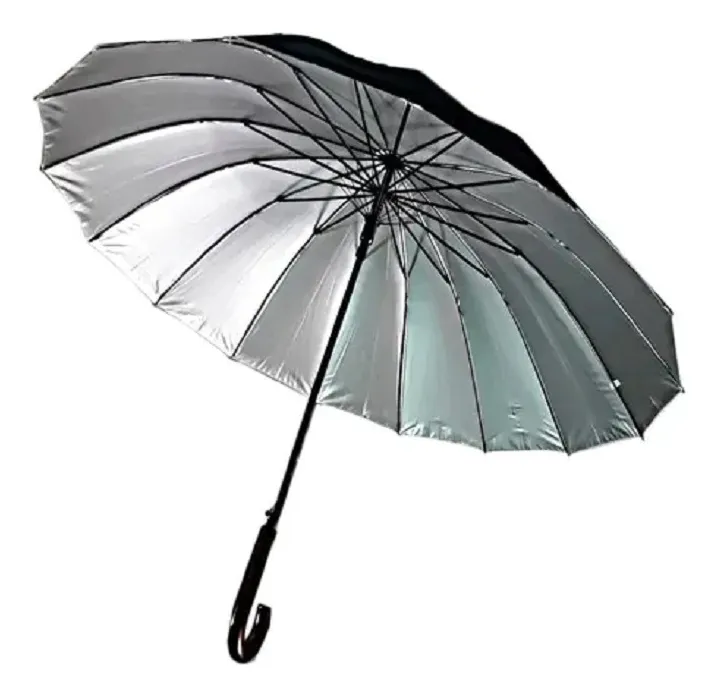 MARIN 14 VARILLAS PARAGUAS LLUVIA GRANDE EJECUTIVO CON PROTECCION UV COLOR NEGRO - 5