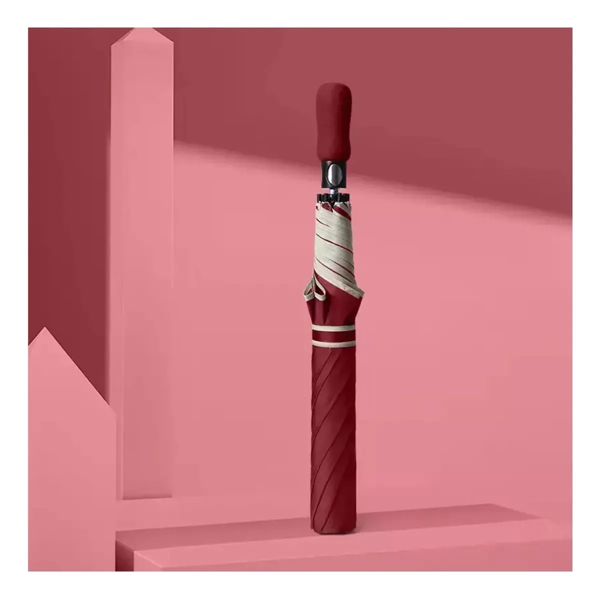 PARAGUAS SOMBRILLA PORTATIL RETRACTIL 120CM + FUNDA BORDO - 4