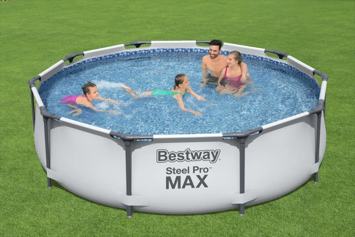 ALBERCA ESTRUCTURAL REDONDA BESTWAY 56406 CON CAPACIDAD DE 4678 LITROS DE 3.05M DE DIÁMETRO GRIS CLA - 2