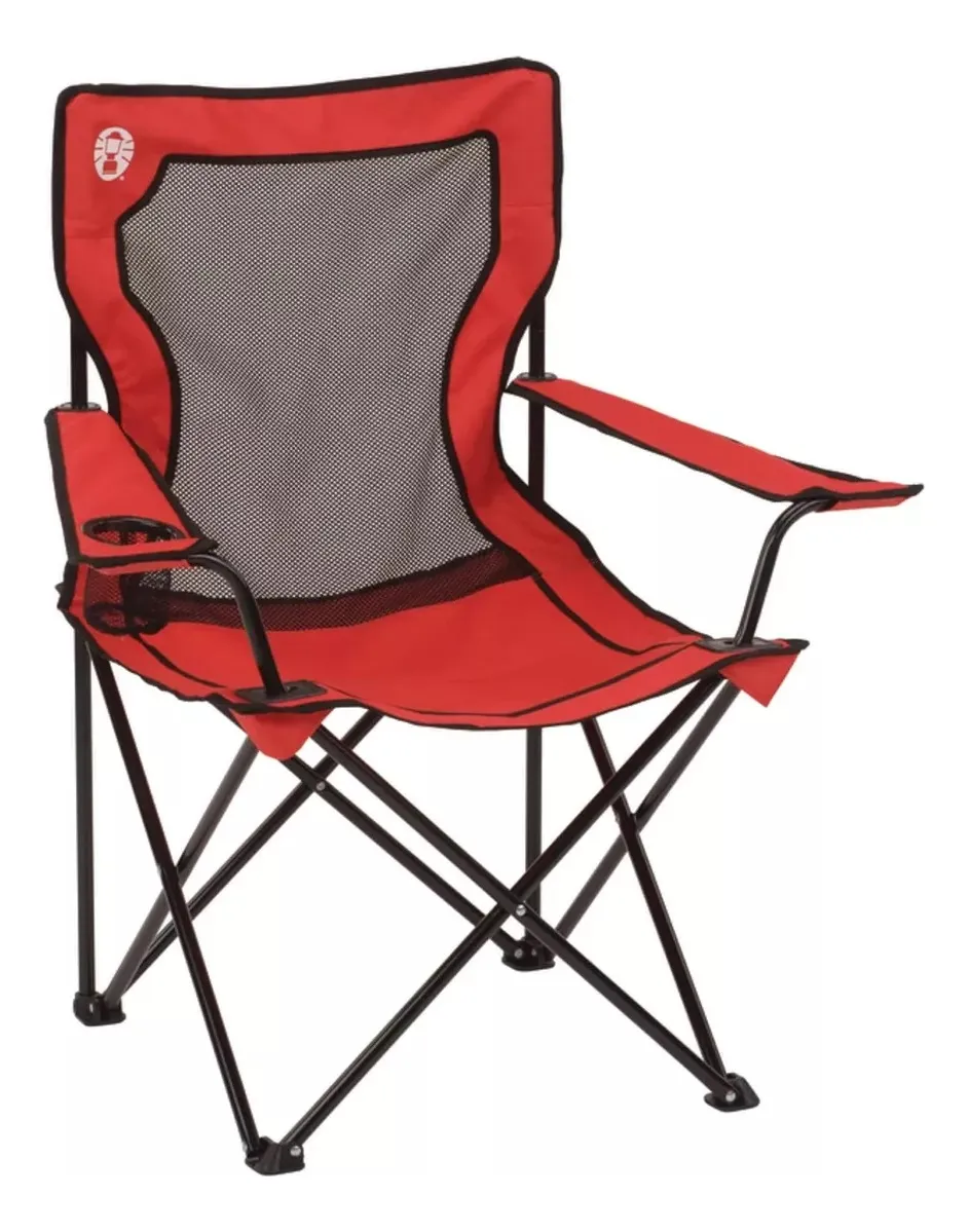 SILLA DE CAMPING CUÁDRUPLE DE MALLA COLEMAN ROJA CON BOLSO - 1