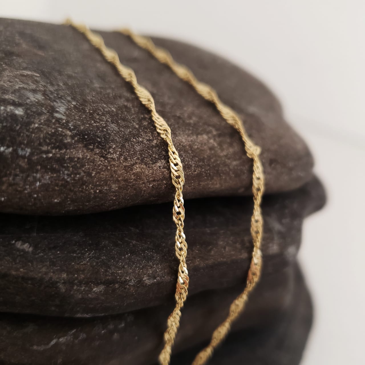 CADENA TEJIDO SINGAPUR DELGADA ORO LAMINADO 18K - 1